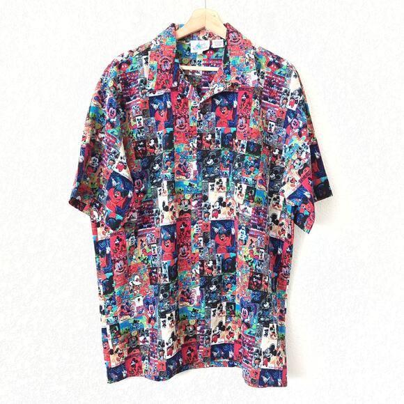 VTG Disney All Over Mickey Mouse Men's Shirt Size Large Button Up Artist Mosaic - Picture 5 of 6